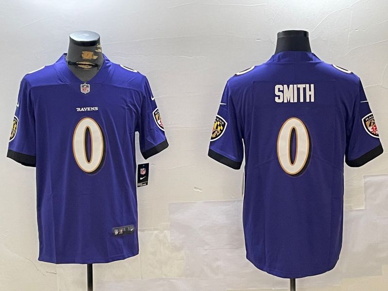 Men Baltimore Ravens 0 Smith Purple Second generation 2024 Nike Limited NFL Jersey style 1